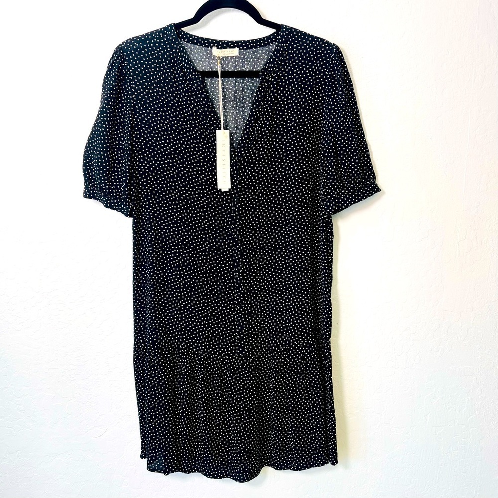Sold Love Stitich NWT Black Polkadot Drop Waist Shirt Dress Mini